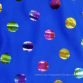 blue glitter rainbow colored polyester polka dot spandex fabric for yoga pants